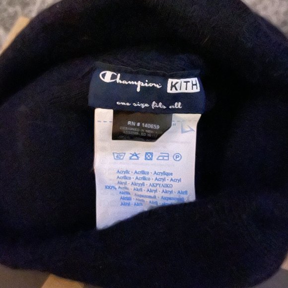 Kith x Champion Intarsia Logo Beanie Navy - Picture 3 of 3